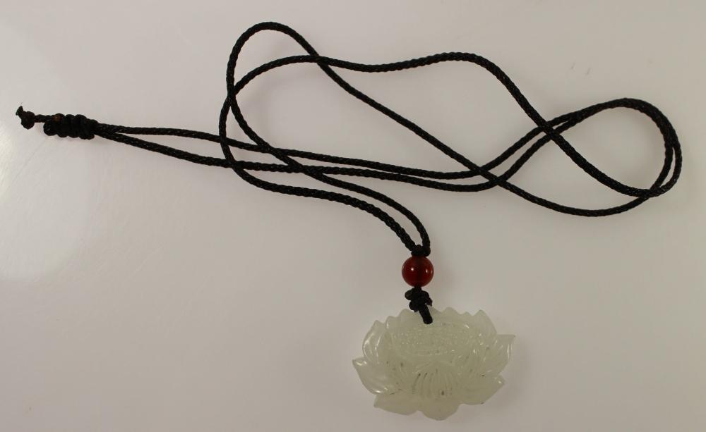 White Jade Flower Pendant o... image