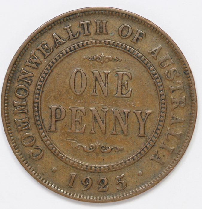 Australia 1925 Penny, Very ... image