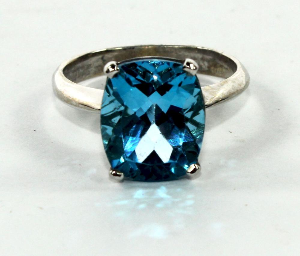 9ct White Gold Swiss Blue T... image