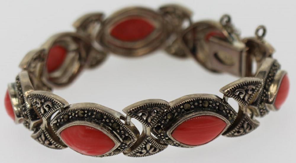 Pink Coral & Marcasite Brac... image