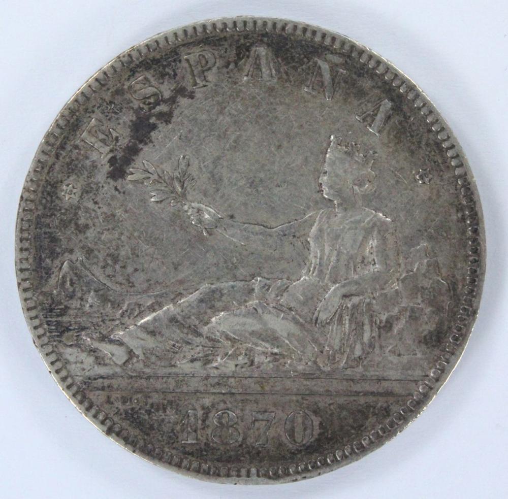 Spain 1870 Silver (900) 5 P... image