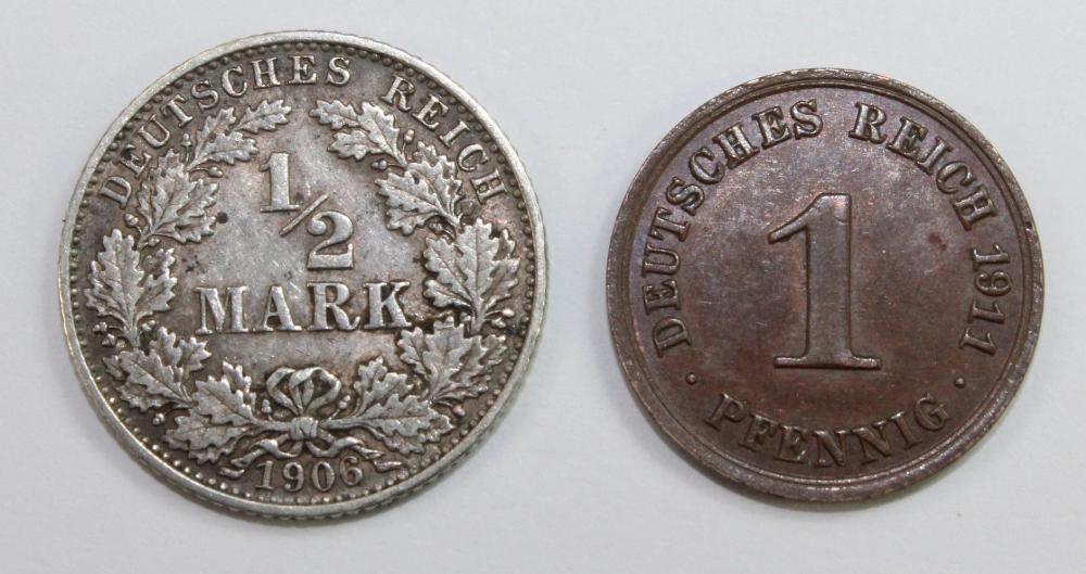 Germany. 1911 A Pfennig & 1... image